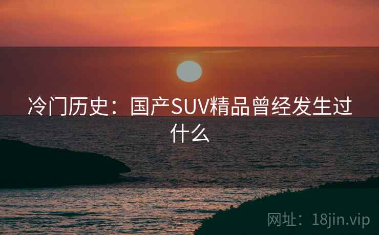 冷门历史：国产SUV精品曾经发生过什么